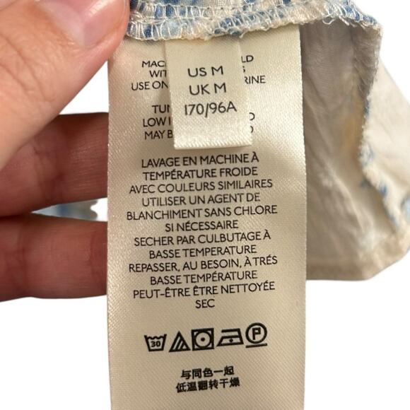 Free People Blue White Floral Tea Combo Sunbaked Swing Mini Dress Womens Medium - Picture 4 of 7